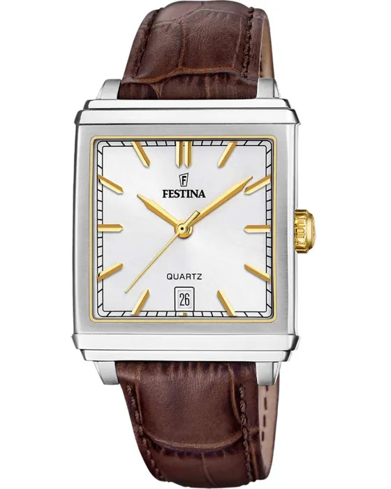 Ανδρικό ρολόι Festina F20681 / 4, Ασημί καντράν, Λουρί από Δερμάτινο