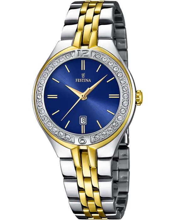 Γυναικείο ρολόι Festina Mademoiselle Crystals F16868 / 3, Μπλε καντράν, Μπρασελέ από Ανοξείδωτο ατσάλι