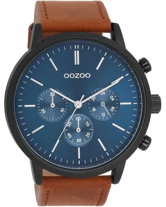Ανδρικό ρολόι Oozoo Timepieces C11202, Μπλε καντράν, Λουρί από Δερμάτινο