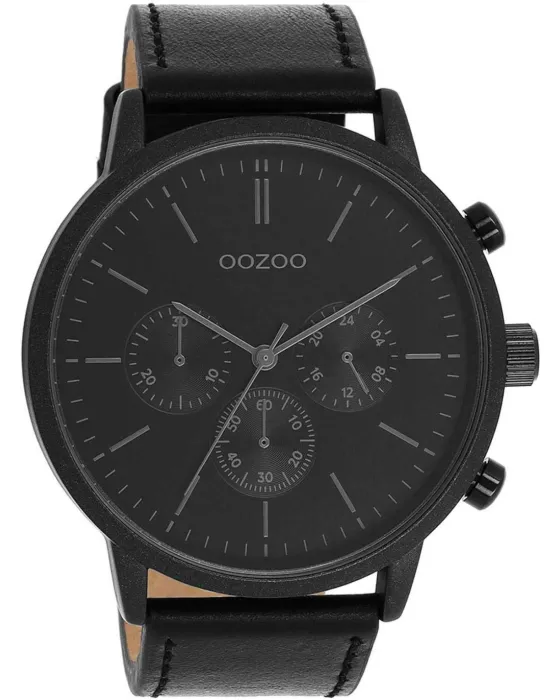 Men's watch Oozoo Timepieces C11203, Black dial, Strap in Leather