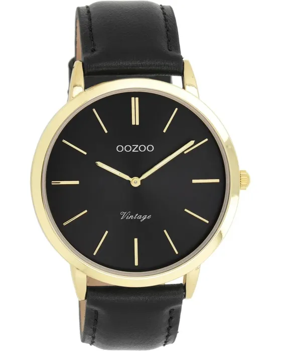 Ανδρικό ρολόι Oozoo Vintage C20389, Μαύρο καντράν, Λουρί από Δερμάτινο