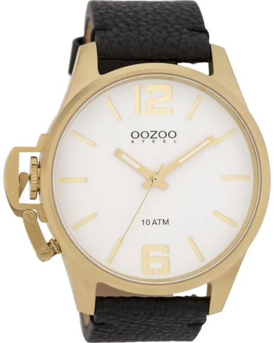 Male watch Oozoo Steel Xxl OSGR01, White dial, Strap in Leather