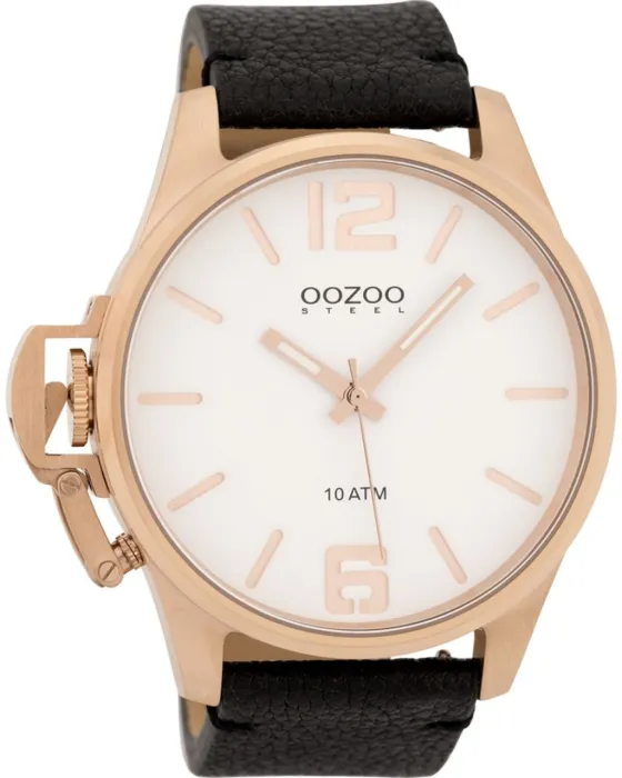 Female watch Oozoo Steel Xxl OSGR07, White dial, Strap in Leather