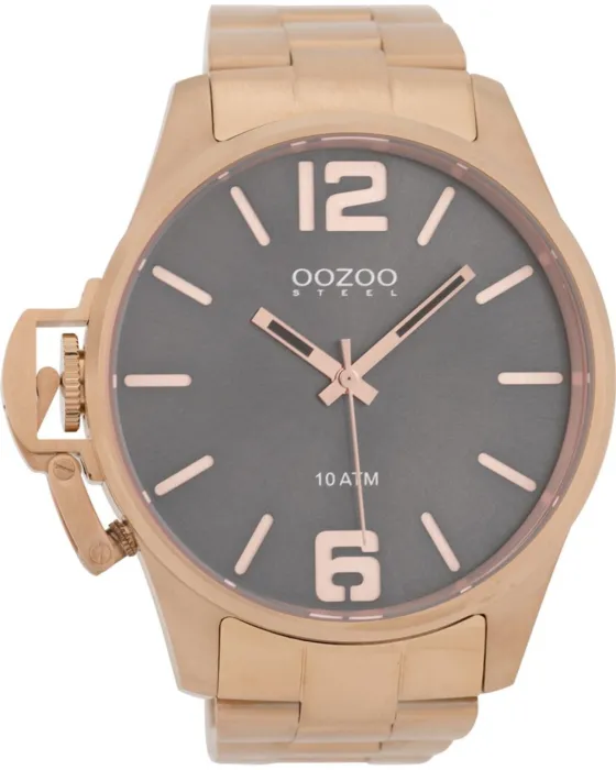 Female / Male watch Oozoo Steel Xxl OSGR12, Grey dial, Bracelet in Stainless Steel