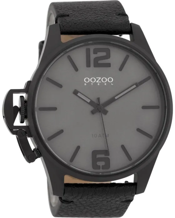 Male watch Oozoo Steel Xxl OSGR17, Grey dial, Strap in Leather