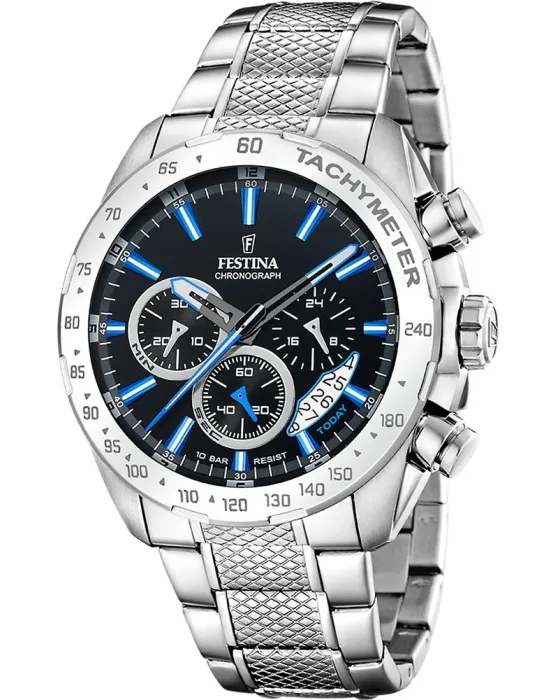 Men's watch Festina Timeless Chronograph F20668 / 6, Black dial, Bracelet in Stainless Steel