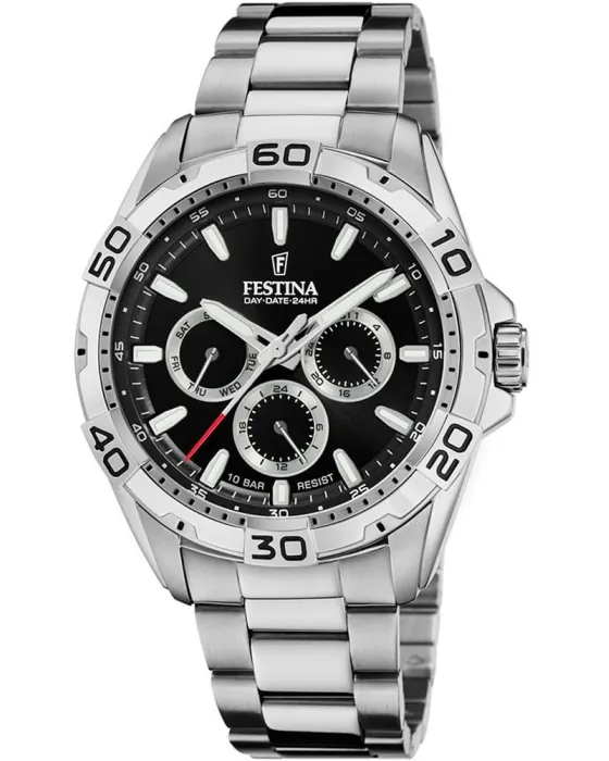 Men's watch Festina Multifunction F20623 / 4, Black dial, Bracelet in Stainless Steel