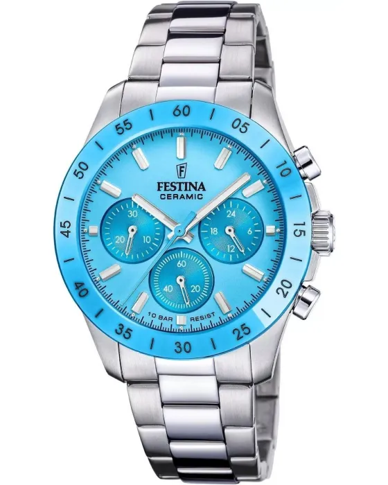 Female / Male watch Festina Classic Chronograph F20693/3, Blue dial, Bracelet in Stainless Steel