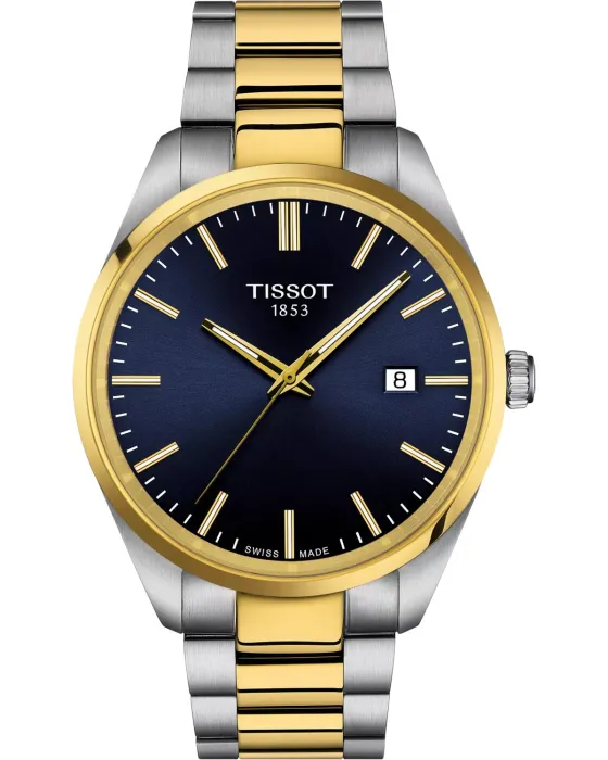 Ανδρικό ρολόι Tissot T-Classic PR100 T1504102204100, Μπλε καντράν, Μπρασελέ από Ανοξείδωτο ατσάλι