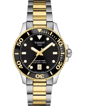 Γυναικείο ρολόι Tissot Seastar 1000 T1202102205100, Μαύρο καντράν, Μπρασελέ από Ανοξείδωτο ατσάλι