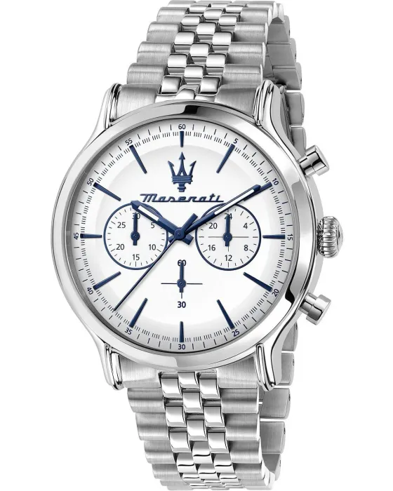 Ανδρικό ρολόι Maserati Epoca Chronograph R8873618034, Ασημί καντράν, Μπρασελέ από Ανοξείδωτο ατσάλι