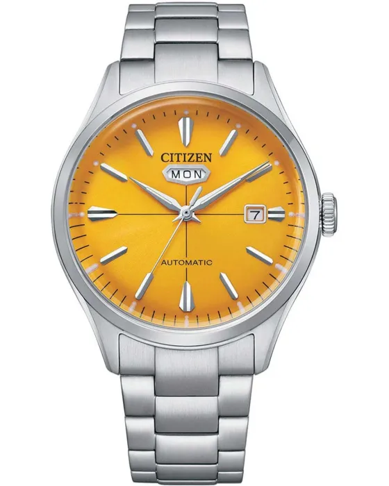 Ανδρικό ρολόι Citizen Automatic NH8391-51ZE, Πορτοκαλί καντράν, Μπρασελέ από Ανοξείδωτο ατσάλι