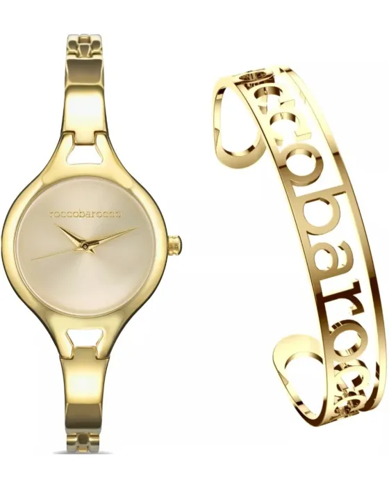 Γυναικείο ρολόι Rocco Barocco Bangle RB.2216S-03M, Χρυσό καντράν, Μπρασελέ από Ανοξείδωτο ατσάλι