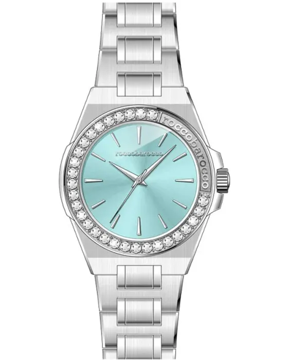Γυναικείο ρολόι Rocco Barocco Donna RB.5041L-04MS, Τιρκουάζ καντράν, Μπρασελέ από Ανοξείδωτο ατσάλι
