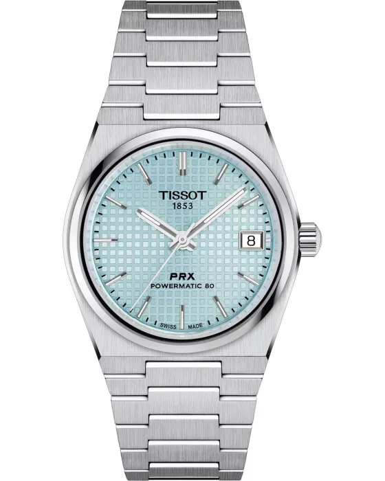 Γυναικείο ρολόι Tissot PRX Powermatic 80 T1372071135100, Μπλε καντράν, Μπρασελέ από Ανοξείδωτο ατσάλι
