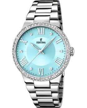 Γυναικείο ρολόι Festina Crystals F16719 / 4, Γαλάζιο καντράν, Μπρασελέ από Ανοξείδωτο ατσάλι