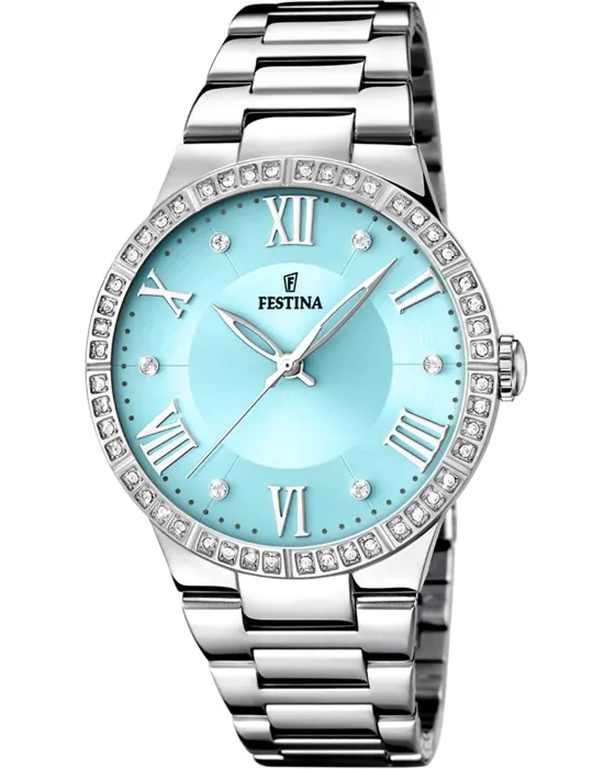 Γυναικείο ρολόι Festina Crystals F16719 / 4, Γαλάζιο καντράν, Μπρασελέ από Ανοξείδωτο ατσάλι