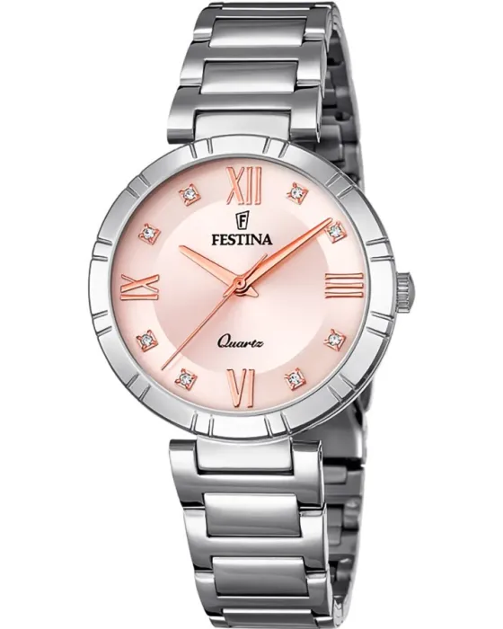 Γυναικείο ρολόι Festina F16936/C, Ροζ καντράν, Μπρασελέ από Ανοξείδωτο ατσάλι