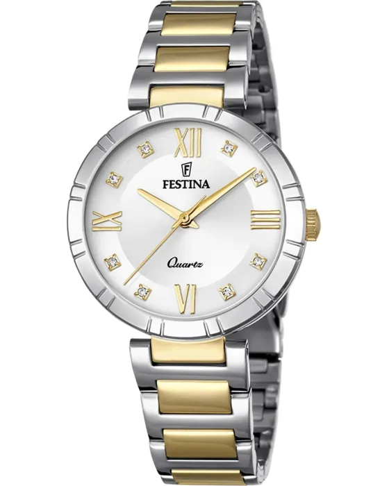 Γυναικείο ρολόι Festina F16937 / A, Λευκό καντράν, Μπρασελέ από Ανοξείδωτο ατσάλι