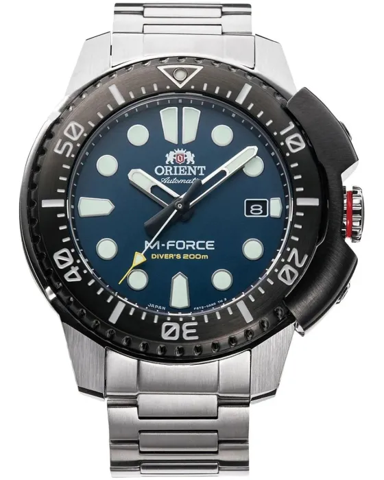 Ανδρικό ρολόι Orient M-Force Automatic RA-AC0L07L00B, Μπλε καντράν, Μπρασελέ από Ανοξείδωτο ατσάλι