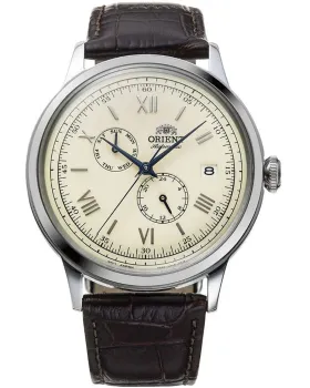 Γυναικείο ρολόι Orient Bambino Automatic RA-AK0702Y30B, Μπεζ καντράν, Λουρί από Δερμάτινο
