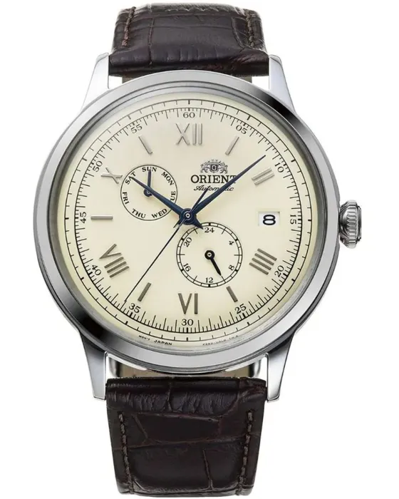 Γυναικείο ρολόι Orient Bambino Automatic RA-AK0702Y30B, Μπεζ καντράν, Λουρί από Δερμάτινο