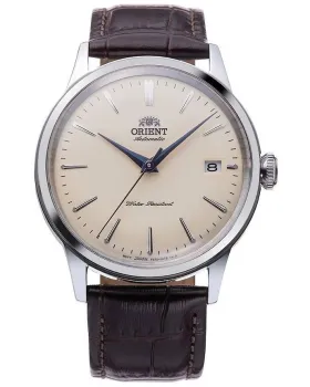 Ανδρικό ρολόι Orient Bambino Automatic RA-AC0M04Y30B, Μπεζ καντράν, Λουρί από Δερμάτινο