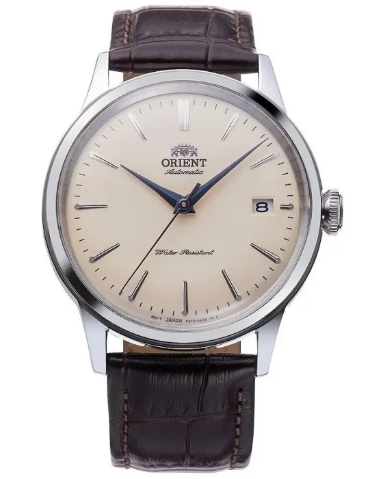 Ανδρικό ρολόι Orient Bambino Automatic RA-AC0M04Y30B, Μπεζ καντράν, Λουρί από Δερμάτινο