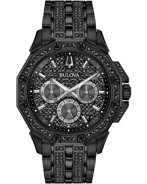 Men's watch Bulova Crystal Swarovski 98C134, Black dial, Bracelet in Stainless Steel