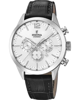 Ανδρικό ρολόι Festina Chronograph F20542/1, Ασημί καντράν, Λουρί από Δερμάτινο