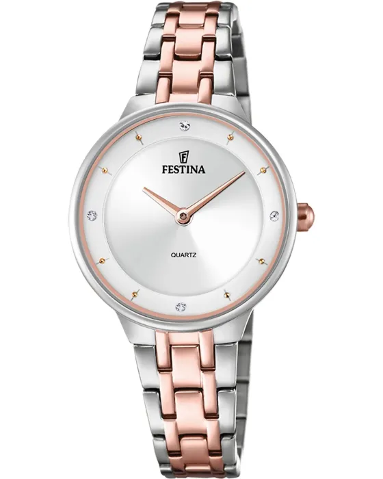 Γυναικείο ρολόι Festina Crystals F20626 / 1, Ροζ Χρυσό καντράν, Μπρασελέ από Ανοξείδωτο ατσάλι