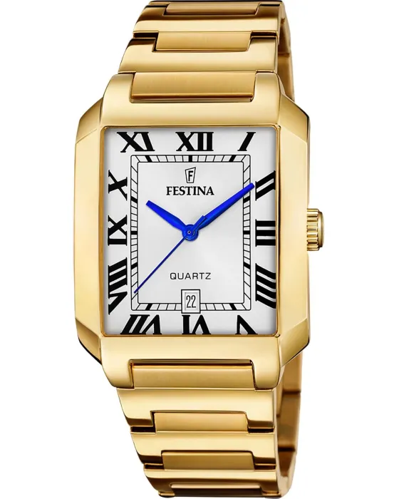 Ανδρικό ρολόι Festina Classics F20678 / 1, Λευκό καντράν, Μπρασελέ από Ανοξείδωτο ατσάλι