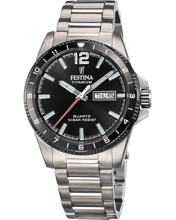 Male watch Festina Titanium F20698/4, Black dial, Bracelet in Titanium