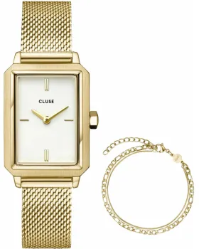 Γυναικείο ρολόι Cluse Fluette Gift Box CG11505, Λευκό καντράν, Μπρασελέ από Ανοξείδωτο ατσάλι