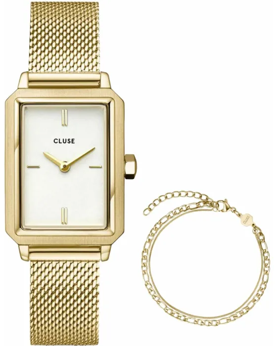 Γυναικείο ρολόι Cluse Fluette Gift Box CG11505, Λευκό καντράν, Μπρασελέ από Ανοξείδωτο ατσάλι