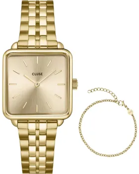 Γυναικείο ρολόι Cluse La tetragone Gift Box CG10324, Χρυσό καντράν, Μπρασελέ από Ανοξείδωτο ατσάλι