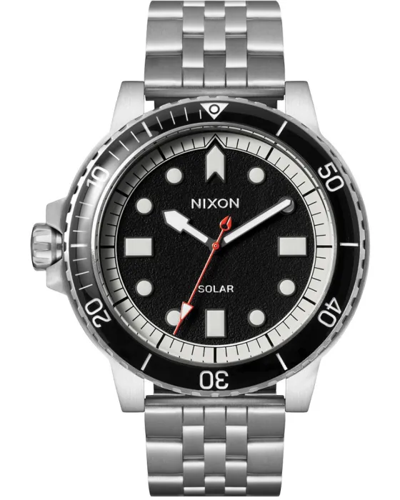 Ανδρικό ρολόι Nixon Stinger 44 Solar A1402-5233-00, Μαύρο καντράν, Μπρασελέ από Ανοξείδωτο ατσάλι