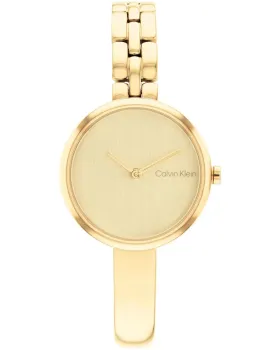 Γυναικείο ρολόι Calvin Klein Bangled 25200279, Χρυσό καντράν, Μπρασελέ από Ανοξείδωτο ατσάλι