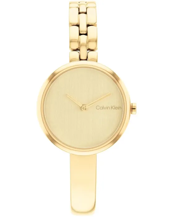 Γυναικείο ρολόι Calvin Klein Bangled 25200279, Χρυσό καντράν, Μπρασελέ από Ανοξείδωτο ατσάλι