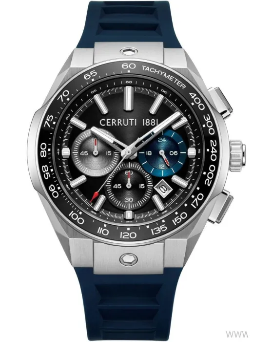 Ανδρικό ρολόι Cerruti Ruscello Chronograph CIWGO0050701, Μαύρο καντράν, Λουρί από Καουτσούκ