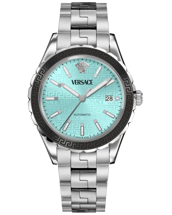 Ανδρικό ρολόι Versace Hellenyium Automatic VEQCA0324, Τιρκουάζ καντράν, Μπρασελέ από Ανοξείδωτο ατσάλι