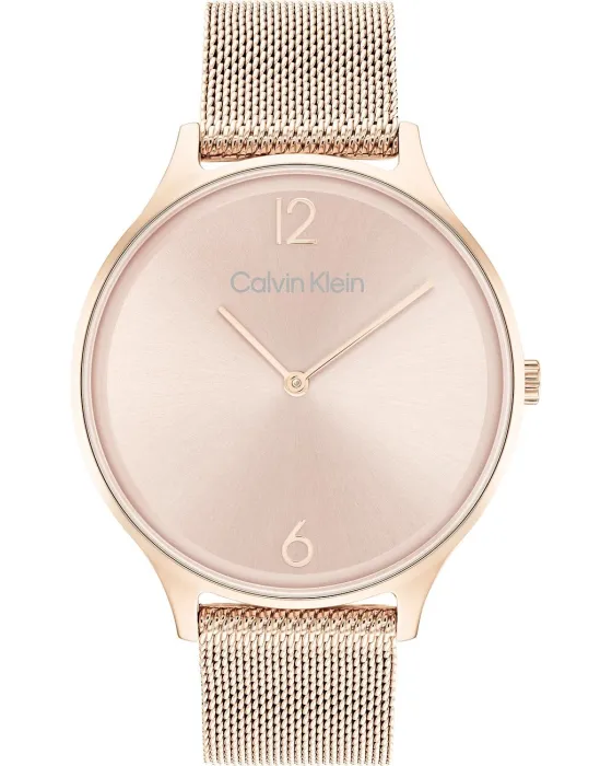 Γυναικείο ρολόι Calvin Klein Timeless 25200002, Ροζ Χρυσό καντράν, Μπρασελέ από Δερμάτινο