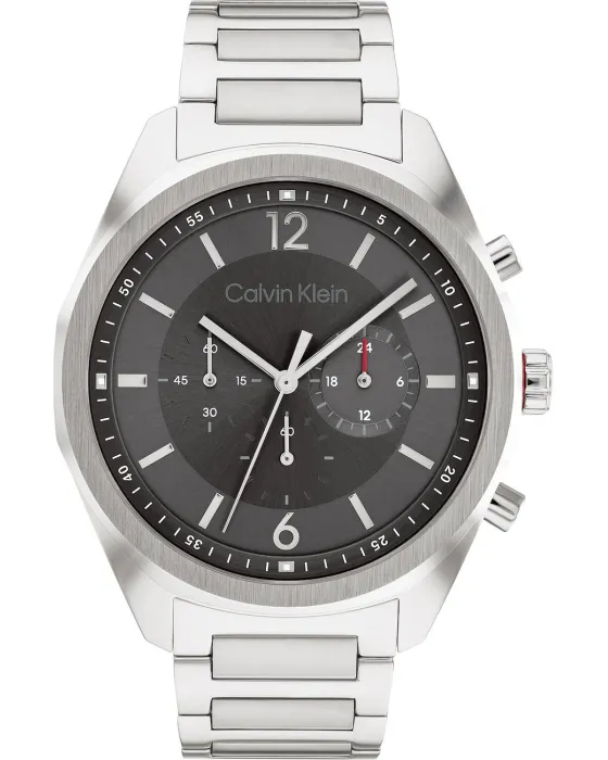 Ανδρικό ρολόι Calvin Klein Force Chronograph 25200264, Μαύρο καντράν, Μπρασελέ από Ανοξείδωτο ατσάλι