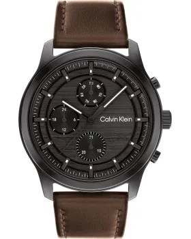 Ανδρικό ρολόι Calvin Klein Ambition 25200212, Μαύρο καντράν, Λουρί από Δερμάτινο