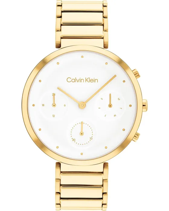 Γυναικείο ρολόι Calvin Klein Minimalistic T-Bar Chronograph 25200284, Λευκό καντράν, Μπρασελέ από Ανοξείδωτο ατσάλι