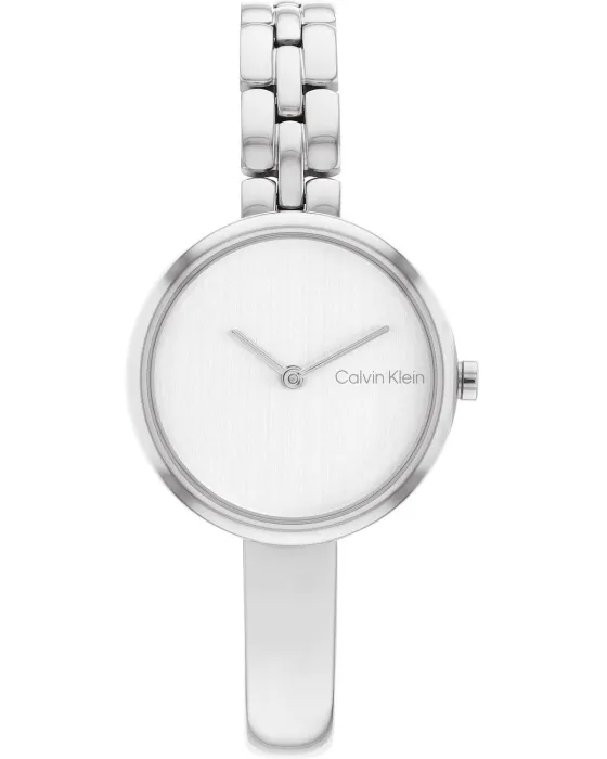 Γυναικείο ρολόι Calvin Klein Bangled 25200278, Λευκό καντράν, Μπρασελέ από Ανοξείδωτο ατσάλι