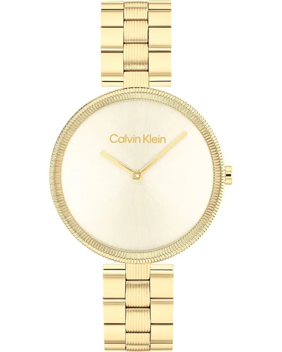 Γυναικείο ρολόι Calvin Klein Gleam 25100014, Χρυσό καντράν, Μπρασελέ από Ανοξείδωτο ατσάλι