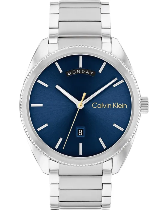 Ανδρικό ρολόι Calvin Klein Progress 25200446, Μπλε καντράν, Μπρασελέ από Ανοξείδωτο ατσάλι