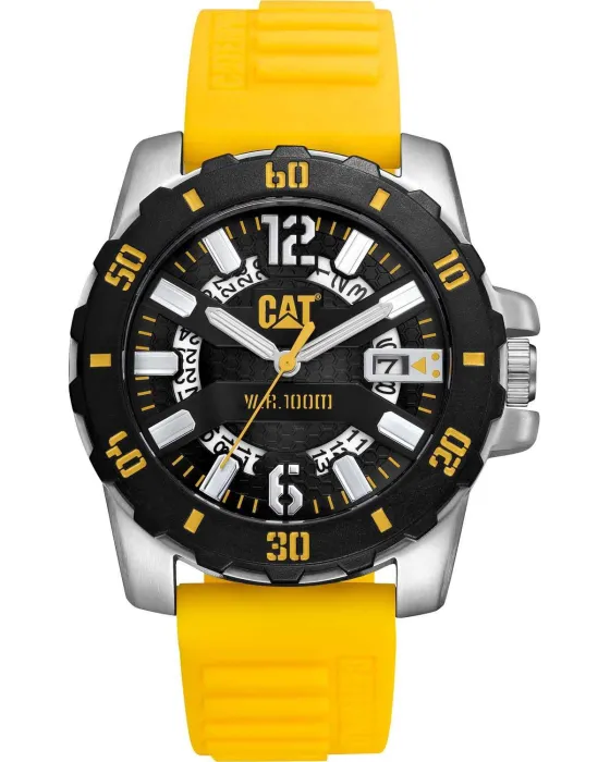 Ανδρικό ρολόι Caterpillar Steel Barricade AR14127137, Μαύρο καντράν, Λουρί από Καουτσούκ