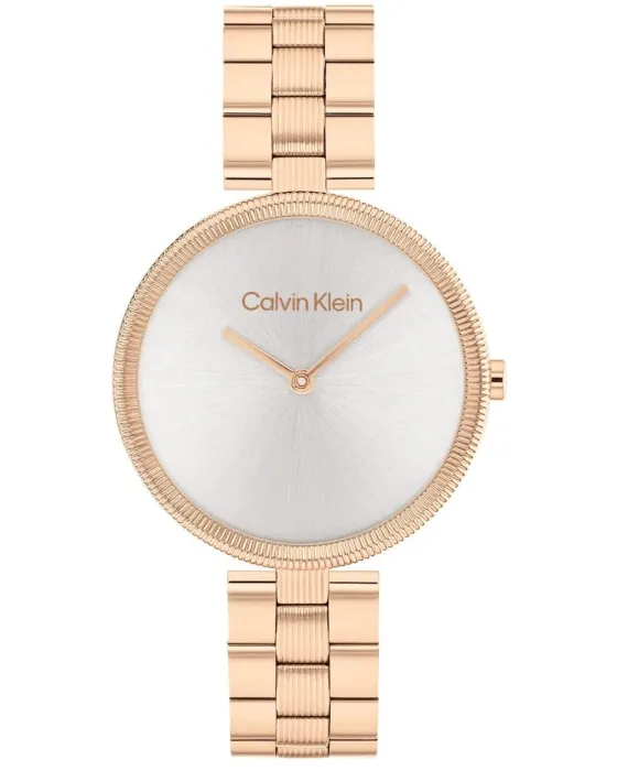 Γυναικείο ρολόι Calvin Klein Gleam 25100013, Ροζ Χρυσό καντράν, Μπρασελέ από Ανοξείδωτο ατσάλι